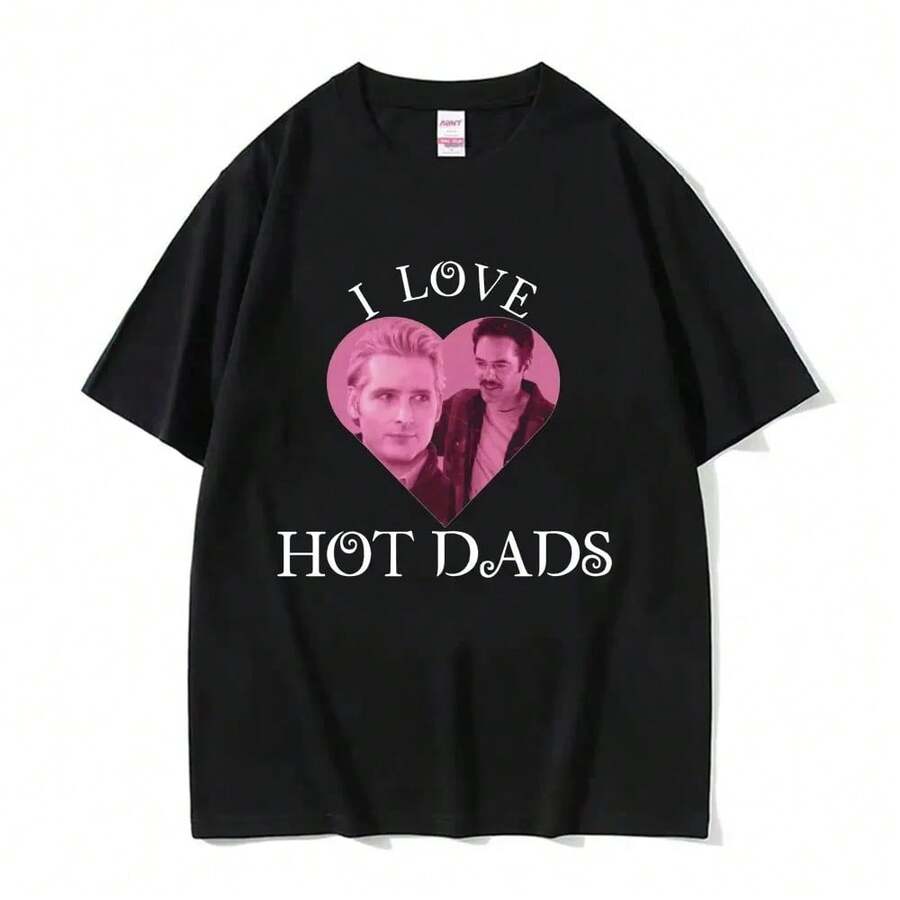 Camiseta I Love Spicy Dad "Twilight" con patrón de Charlie Swan y Billy Burke, camiseta de algodón para hombres y mujeres, ropa de calle de verano 2025 - Negro - Ver 1