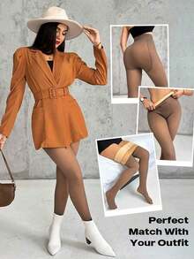 1 Pair 80g Women's Sheer Black Pantyhose, Business Tights Spring/Autumn/Winter, Warm Tights, Fashionable Daily Office, New Autumn Warm Leggings (Suitable 5-15 ° C) - Nhiều màu - Xem 2