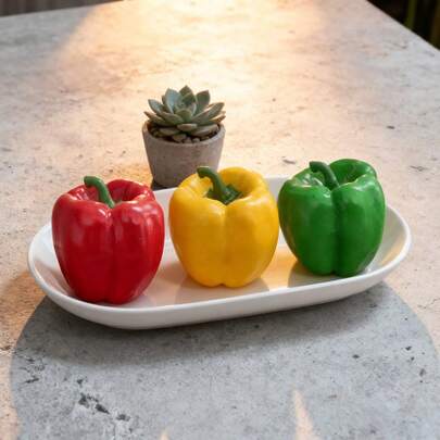 1件套8件人造水果串（桃子/苹果/红辣椒/甜椒），农舍厨房装饰，摄影道具