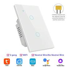1个UL认证智能触摸开关，DS-121JL WiFi蓝牙墙壁开关，兼容Alexa、Yandex Alice、Tuya，1/2/3/4位白色/黑色，支持单线和零线，9mm钢化玻璃面板，APP远程语音控制定时家居照明 - 彩色 - 查看 26