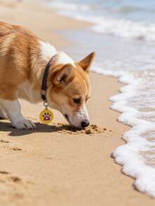 宠物身份牌，适用于猫狗，可添加宠物姓名和电话号码，具有保护功能，扫码定位，方便查找宠物位置，宠物用品，可爱宠物身份卡 - 薑色 - 查看 6