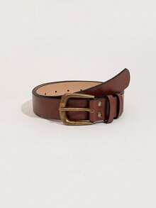1pc Women's Vintage Maillard Style Belt With Square Buckle, Suitable For Daily Wear In Autumn And Winter Casual Summer, School Fall, Autumn, Halloween,A Women's Letter Buckle Belt, A Versatile Decorative Waist Cinching Belt, Designed To Match Suits, With A Sense Of Design, Niche, Summer Fashion, Black Leather Belt - Nhiều màu - Xem 10