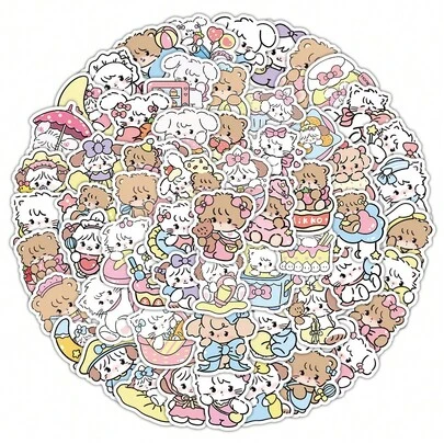 1 Set/102pcs Of White Cat Stickers, Creative Cartoon Cute Decoration Storage Box, Water Cup Luggage Cutting Stickers, Gifts For Friends, Holiday Gifts, Easter Gifts, Creating A Sense Of Surprise, Cute And Affordable (Stochastic Style)