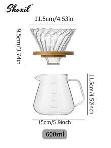 shoxil 2pcs/Set, Pour Over Coffee Maker Set, Glass Coffee Pot And Filter Cup With Bamboo Stand, Glass Carafe And Coffee Dripper, Drip Coffee Maker Set For Home Or Office, 1-4 Cups - Coffee Pot - View 11