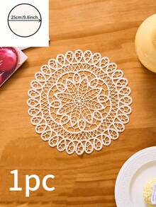 1/2/4/6件装金色波浪蕾丝刺绣圆形餐垫,波西米亚镂空设计,厨房装饰,餐桌垫,防滑杯垫/碗垫/盘子垫,适用于节日、派对、生日、婚礼、晚宴、办公室、咖啡桌、家居装饰,四季皆宜 - 金色 - 查看 13
