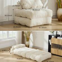 Sofá Cama Plegable 3 en 1 con Almohada Plegable colchón con Soporte Trasero, cómoda Silla portátil, sofá para Sala de Estar, recámara, no Requiere Montaje - Beis - Ver 4