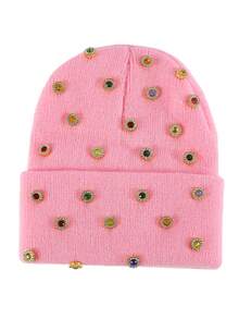 1顶男士时尚彩色水钻纯色针织帽，适合秋冬季日常佩戴保暖 - A - 查看 12