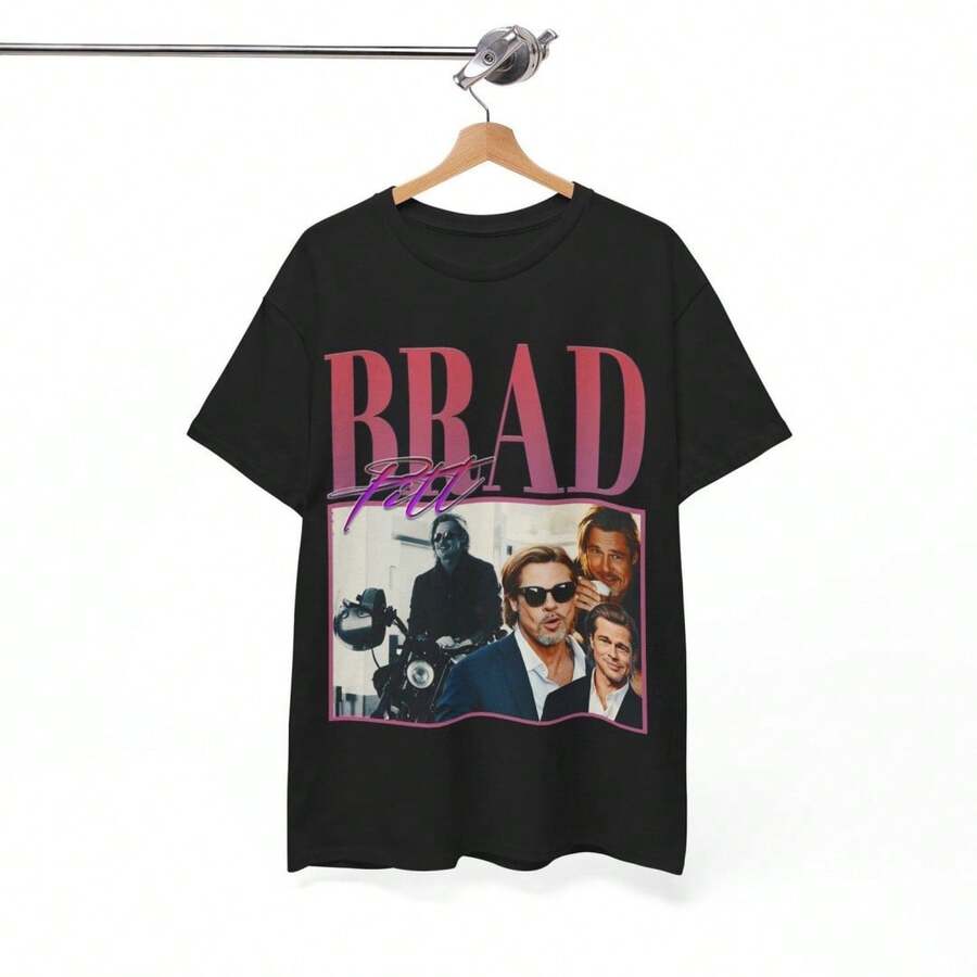 SuperBow BradPitt Shirt BradPitt Tshirt BradPitt Fight Club Shirt BradPitt Fan Tees BradPitt Merch BradPitt Poster Vintage - 黑色 - 查看 1