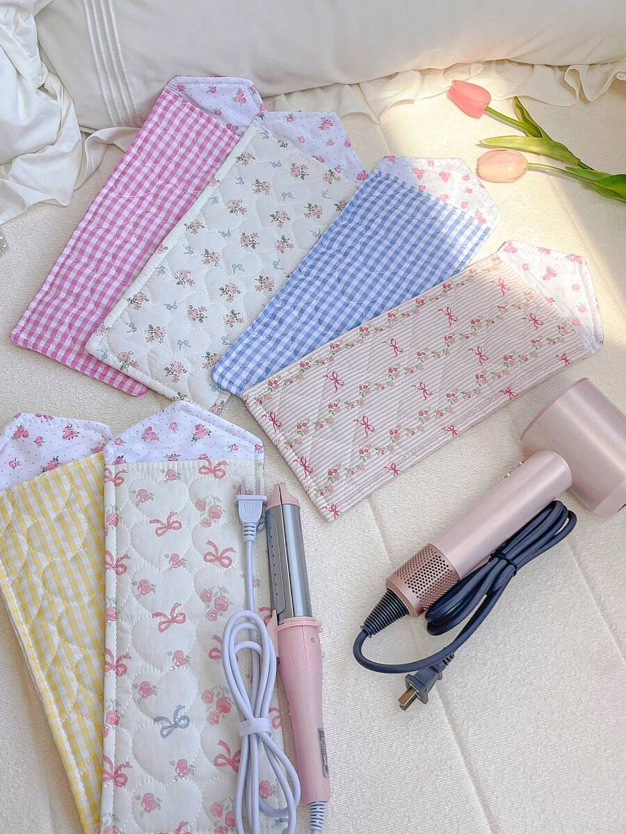 1Pc Portable Floral&Bowknot Hair Curler Storage Bag For Travel Storage Bag,Makeup Bag,Cosmetic Bag,Travel Storage Case For Styler,Vacation Organizer,Large Capacity Makeup Organizer Makeup Case, For Lipstick, Brush, Skincare, Mobile Phone, Coin, Small Items, For Home,Gift,Vacation And Festival Halloween Christmas Multifunctional Use Travel Essentials Cruise Essentials Dorm Essentials Mom Gifts Valentine's Gifts Bridesmaid Gifts - Multicolor - View 1