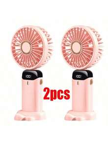 2PCS Handheld Fan, Combination Pack-Pink-Handheld Fan With 4000 MAh Battery Max 48 Hours Runtime,Pocket Fan Portable Battery Operated Or USB Powered Fan,5 Speeds,Mini USB Portable - B-2 chiếc - Xem 9