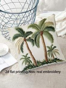 1/2/4Pcs Green Coconut Tree Printed Pillowcase Featuring Nordic Light Luxury Digital Printing And Craftsmanship, Perfect For Hotel And Guesthouse Decor - Multicolor - View 5
