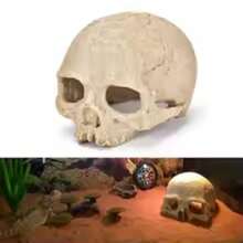 Resin Skull Aquarium Decor - Fish Tank Decorations, Suitable For Small Fish And Reptiles, Interesting Aquarium Landscape Cave Series, Aquarium Decor | Aquarium Enhancement | Interesting Aquarium Supplies, Aquarium Accessories - Bald Skull - View 2