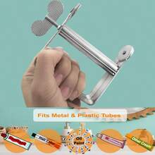 Toothpaste Squeezer Rollers, Metal Toothpaste Tube Wringer Seat Holder Stand (Aluminum Alloy) - Silver - View 5