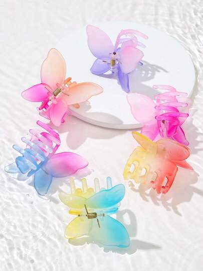 Pinza de mariposa degradada, pinza de cabello de dos tonos mate para recogido, accesorio de cabello elegante de color gelatina