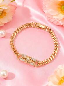 1 chiếc vòng tay trẻ em bằng đồng khảm đá Zirconia hình bướm và trái tim dễ thương, sang trọng, phù hợp cho bé gái/bé trai/gia đình/bạn bè, đa chức năng, cao cấp, thích hợp cho tiệc tùng, liên hoan, ngày lễ, Giáng sinh, Lễ Tạ ơn, Halloween, làm quà tặng. - Vàng - Xem 9