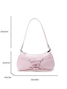 1pc Women's Retro Moto Punk Rivet Decor Adjustable Strap Large Capacity Soft Faux Oiled Leather Ombre Shoulder/Underarm Bag, Suitable For Work, Commute, Date, Party - Pink - View 5