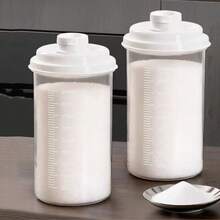 1pc Household Airtight Storage Canister, Large Capacity White Sugar Jar, Refrigerator Cold Brew Cup With Lid, Leak-Proof, Portable Soy Milk Cup, Tumbler - White - View 4