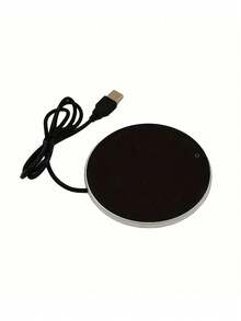 1pc 4-Inch USB Beverage Warmer - 55°C/131°F Constant Temperature Electric Cup Warmer, USB Powered Beverage Warmer For Coffee, Tea, Chocolate, Water, Portable Stylish Silver Design For Home, Office, Travel, Prevents Drink From Getting Cold, Ideal Gift + Includes 31-Country Electronic User Guide - Bạc - Xem 5