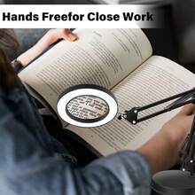 10X Magnifying Glass LED Lamp With Flexible Clamp Arm, USB Powered, 3 Color Modes & Brightness Adjustable, Suitable For Reading, Crafts, Repair - Black - View 2