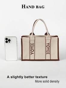 1pc Black & White Striped Minimalist Lightweight Foldable Open-Top Tote Bag, Fashionable For Outings, Commuting, Photography, Suitable For All Seasons - Multicolor - View 6