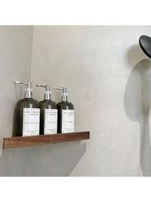 3pcs Oval Shaped Press Refillable Bottles, Black Shower Gel Shampoo Conditioner Empty Bottles With Waterproof Labels, Multi-Purpose Replacement Plastic Empty Bottles For Shower Gel, Shampoo, Conditioner, Body Lotion - Translucent Black - View 4