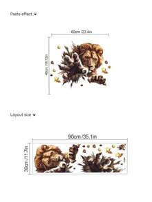 1张壁纸 - [动物、3D恐龙、狮子] 男孩儿童房装饰 家居自粘婴儿房装饰 女孩房装饰壁纸 可移除墙贴 适用于客厅、女孩卧室墙面装饰、窗户贴纸 - 可爱创意墙面艺术 儿童房装饰 卧室装饰 - 彩色 - 查看 12