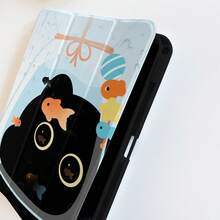 1pc Premium Black Cat Element Shockproof Trifold Case With Acrylic Backboard, Sleep/Wake Function, Lens Protection, Compatible With IPad 10.2 8th Gen 2020/Air 11-In.(M2)-2024/Pro 11-In.(M4)-2024/10th Gen/11th A16/Pro 12.9/Air 4/5 10.9"/Pro 11"(2022), Honor, Fashionable And Minimalist Design - Black - View 2