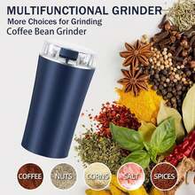 Electric Coffee Grinder, CoffeeBean And Spice Grinder,300w Powerful Power Portable With Heavy-DutyStainless Steel Grind Blades - 藍色 - 查看 2