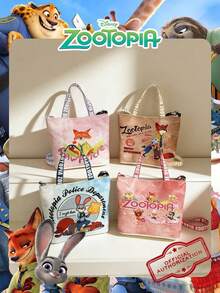 Disney 1 Pc Officially Licensed Zootopia Pattern Nick/Judy Pattern Storage Bag, Women's Cute Cartoon Handbag , Adjustable Shoulder Strap Crossbody Bag,For Women/Students,Ideal For Daily Use,Casual Outings, Shopping ﻿ - Multicolor - View 2