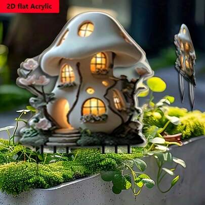 1pc Enchanting Fairy Tale Garden House Acrylic Ground , 2D Flat Decor, Suitable For Garden, Lawn And Gardening, Outdoor Garden , Ideal Gift For Family And Friends