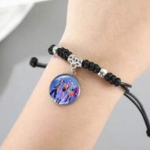1pc New Witch Hunting Bracelet, Handmade Woven Fashion Bracelet With Time Gem, Black Wristband Accessory - Multicolor - View 2