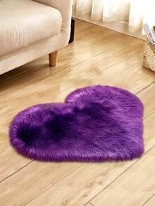 1pc Soft Plush Heart-Shaped Rug, Large Size Fluffy, Washable, Suitable For Bedroom And Living Room Decor - Multicolor - View 3