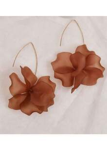 1 Pair Acrylic Flower Earrings, Suitable For Daily Wear - Brown - View 1