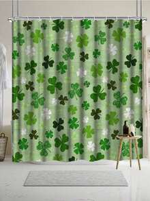 4-Piece Shamrock Bathroom Set, Green Holiday Bathroom Decor, Waterproof Shower Curtain Set With 12 Hooks, Non-Slip Bath Mat, U-Shaped Toilet Lid Cover, Perfect For St. Patrick's Day Gift - Multicolor - View 13