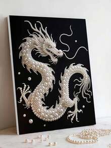 新款珍珠画白龙主题无框DIY手工粘贴钻石创意钻石画套装，适合卧室装饰、客厅挂画、房间装饰、艺术品、生日礼物、圣诞节、新年、情人节、节日礼物，充满新奇感。 - 彩色 - 查看 1