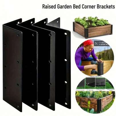 60pcs Set: Includes 4 Pcs 160mm Thick Extra Large 90 Degree L-Shaped Brackets, Paired With 56 Screws, Can Be Used As Garden Fence Supports, Bed Frames, Shelves And Other Fixing Connectors.