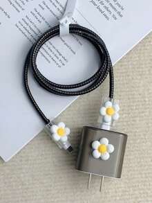 6pcs Minimalist Floral Design Cable Protector Set, Gift For 20W Apple Charging Cable - Multicolor - View 8
