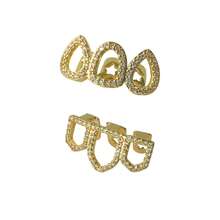 一套时尚锆石水滴格纹三合一牙套，男女通用，适合日常、节日、派对佩戴 - 彩色 - 查看 4