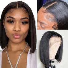 13x4 Lace Frontal Human Hair Wig For Women Daily Use Wig Pre-Plucked With Youngsters Hair 150% Density Natural Look Short Bob Brazilian Virgin Hair Wig Elegant Human Hair Wig Short Bob Wig - Natural Black - View 10