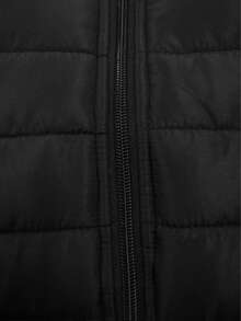 1pc Casual Sleeveless Vest, Warm Travel Outdoor Solid Color Top, Autumn/Winter - Black - View 7