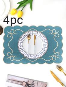 Bộ 1/2/4 tấm lót bàn bằng vải thêu, thích hợp trang trí bàn tiệc cưới, khăn trải bàn vải kiểu Châu Âu tối giản thanh lịch, lót bàn có nơ. - Nhiều màu - Xem 38