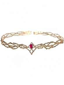 1件/2件装优雅水晶叶仙女皇冠，带束带配件 - 古铜色，完美适用于婚礼、生日、角色扮演、服饰首饰、舞会和单色系发带/头饰 - 彩色 - 查看 7