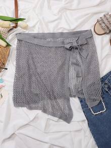 1pc Women's Solid Color Knitted Hollow Lightweight Decorative Versatile Sunscreen Casual Party Street Style Shawl, Skirt, Beach Dress, Suitable For Spring, Summer, Autumn - Multicolor - View 16