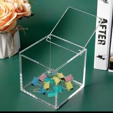 Caixa de acrílico transparente com tampa, para armazenar sachês de café transparentes e acessórios. Caixa transparente com tampa articulada. - Claro - Ver 3
