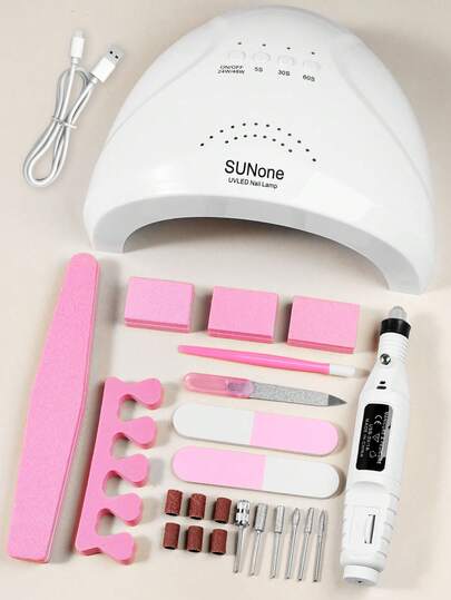 LIMEGIRL Manicure Tool Kit, Includes LED UV Nail Lamp, Gel Polish Dryer, Electric Nail Drill, Nail File, Manicure & Pedicure Set - Salon-Grade Home Experience Nails