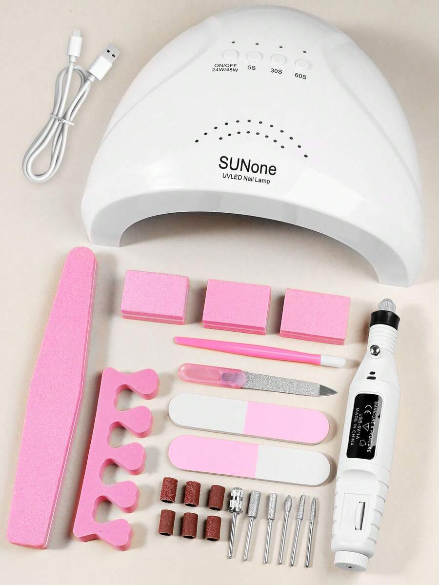 LIMEGIRL Manicure Tool Kit, Includes LED UV Nail Lamp, Gel Polish Dryer, Electric Nail Drill, Nail File, Manicure & Pedicure Set - Salon-Grade Home Experience - Multicolor - View 1