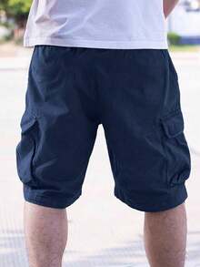 1pc Teen Boys Summer Casual Outdoor High Street Multi-Pocket Cargo Shorts (Actual Size Runs Small, Suggest Ordering One Size Up Based On The Image) - 藏蓝色 - 查看 2