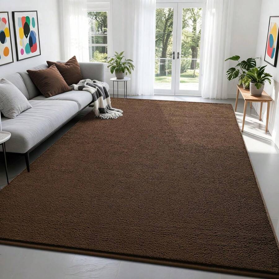 Nuttumico - Alfombras de área de 4 x 6 pies para recámara, sala de estar, alfombra moderna de color café oscuro, alfombra gruesa de espuma viscoelástica, alfombras minimalistas para niños y niñas - Marrón - Ver 1