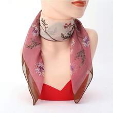 2026hot-Women's Chiffon Printed Small Square Scarf - Lightweight Floral Scarf Spring & Fall, Versatile Fashion Accessory, Boho & French Style Neck Scarf, Hair Bandana, Her, Daily & Travel - 藍色02 - 查看 9