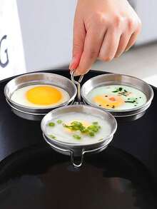 1pc Stainless Steel Steaming Egg Mold,3-In-1 Steamed Egg Mold,Household Egg Cooker,Egg Ring,Frying Egg Mold,Breakfast Sandwich Egg Mold,Baking Kitchen Tool,Kitchen Gadgets,Suitable For Daily Use,Home,Kitchen, School,Restaurant,Gatherings - Multicolor - View 12